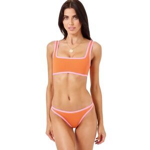 L*Space Fused Camacho Classic Bikini Bottoms - Tangerine / Guava - Size Small